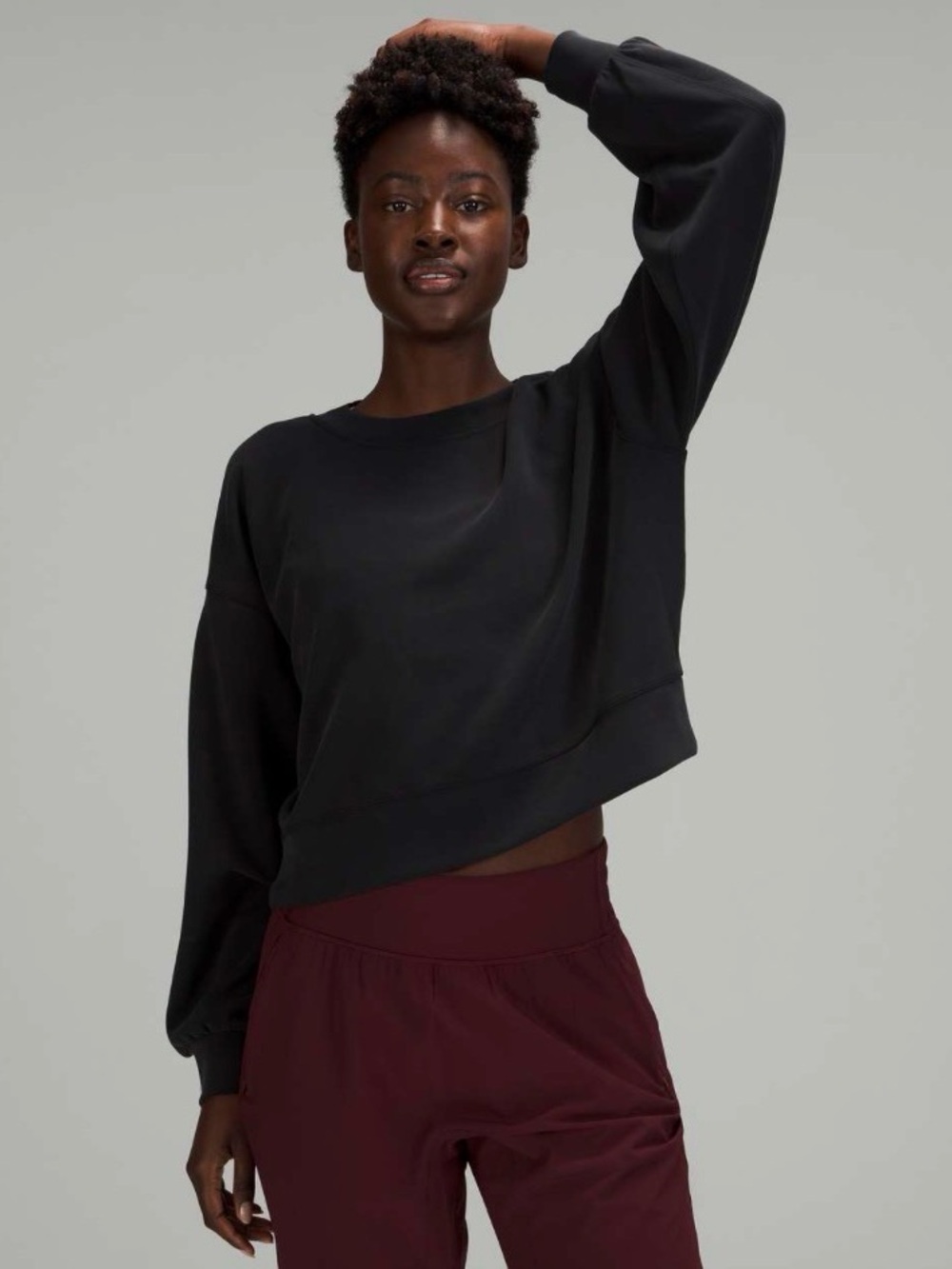 Lululemon Perfectly Oversized Cropped Crew Softstreme Black Size 6
